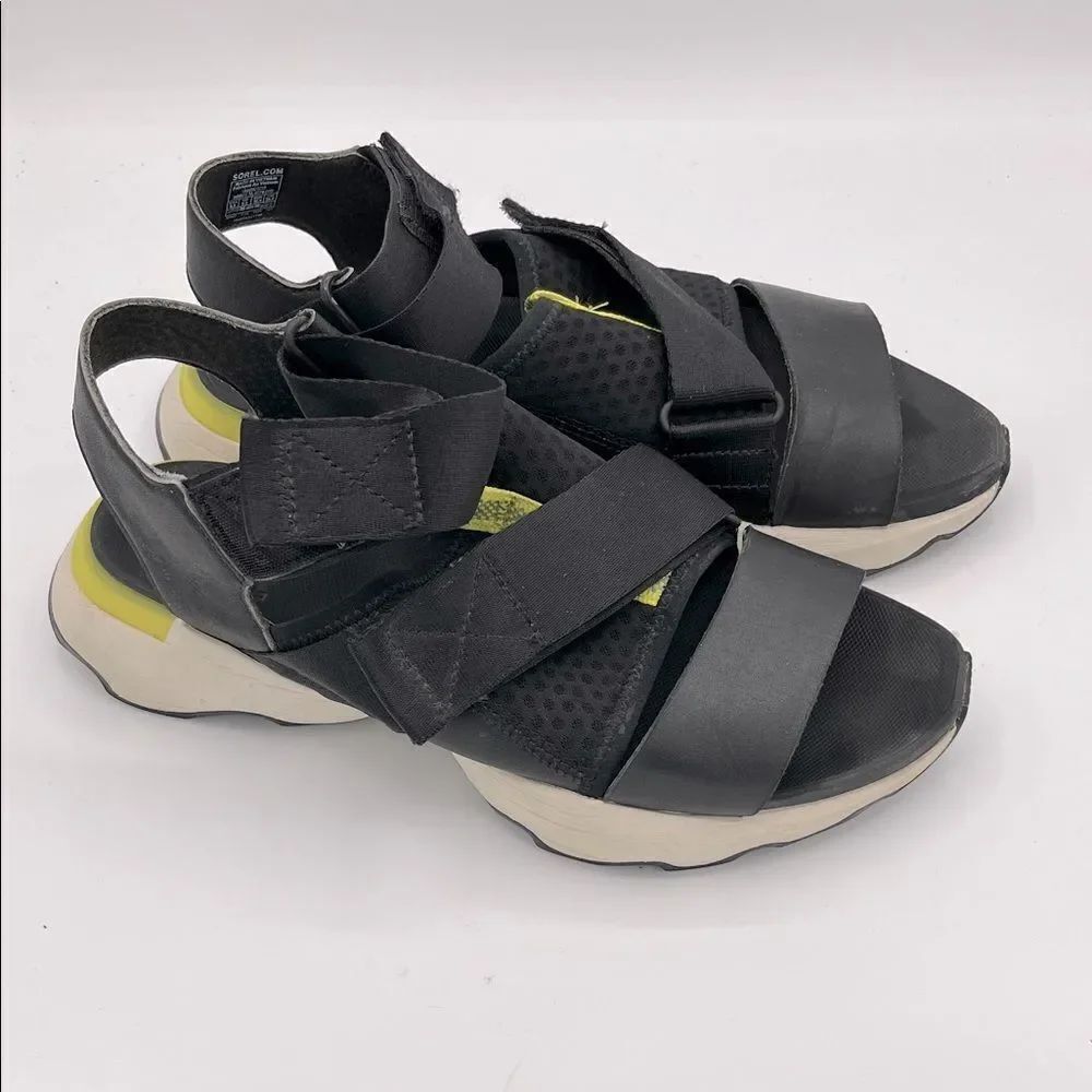 Sorel women’s kinetic impact sport black ankle strap sandal size 8.5